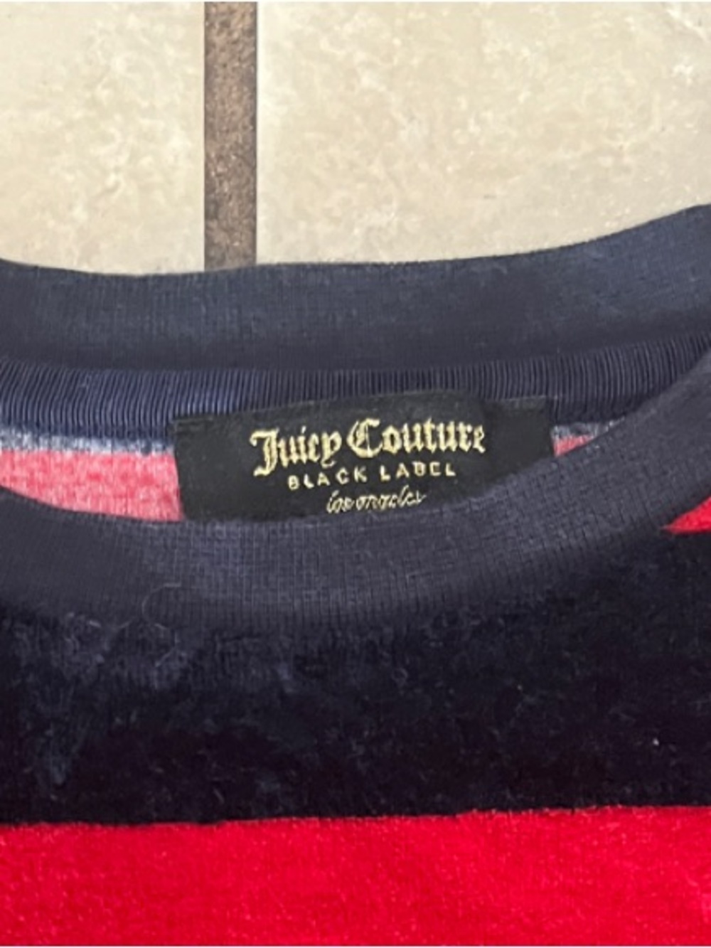 Juicy Couture Kids Red and Black Striped Crew Sweatshirt